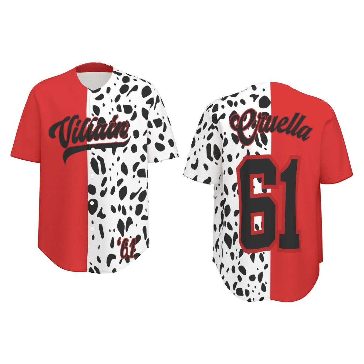 Cruella Dalmation Unisex Short Sleeve Baseball Jersey adult disney villainadult disney villain topBaseball JerseyWrong Lever Clothing