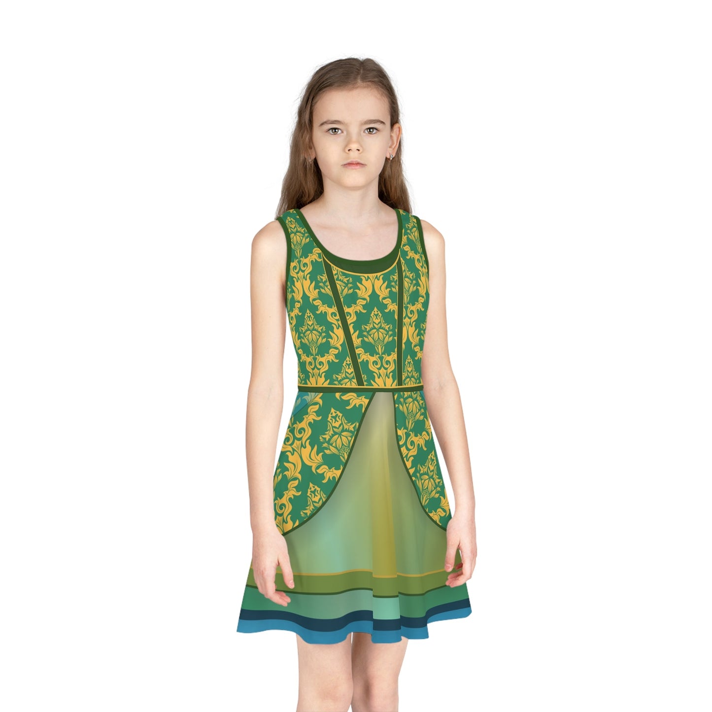 Drizella KIDS Bold Teal Wicked Stepsister - Inspired All - Over Print Skater Dress | Villainous Fairytale Bound Outfit All Over PrintAOPAll Over PrintsWrong Lever Clothing