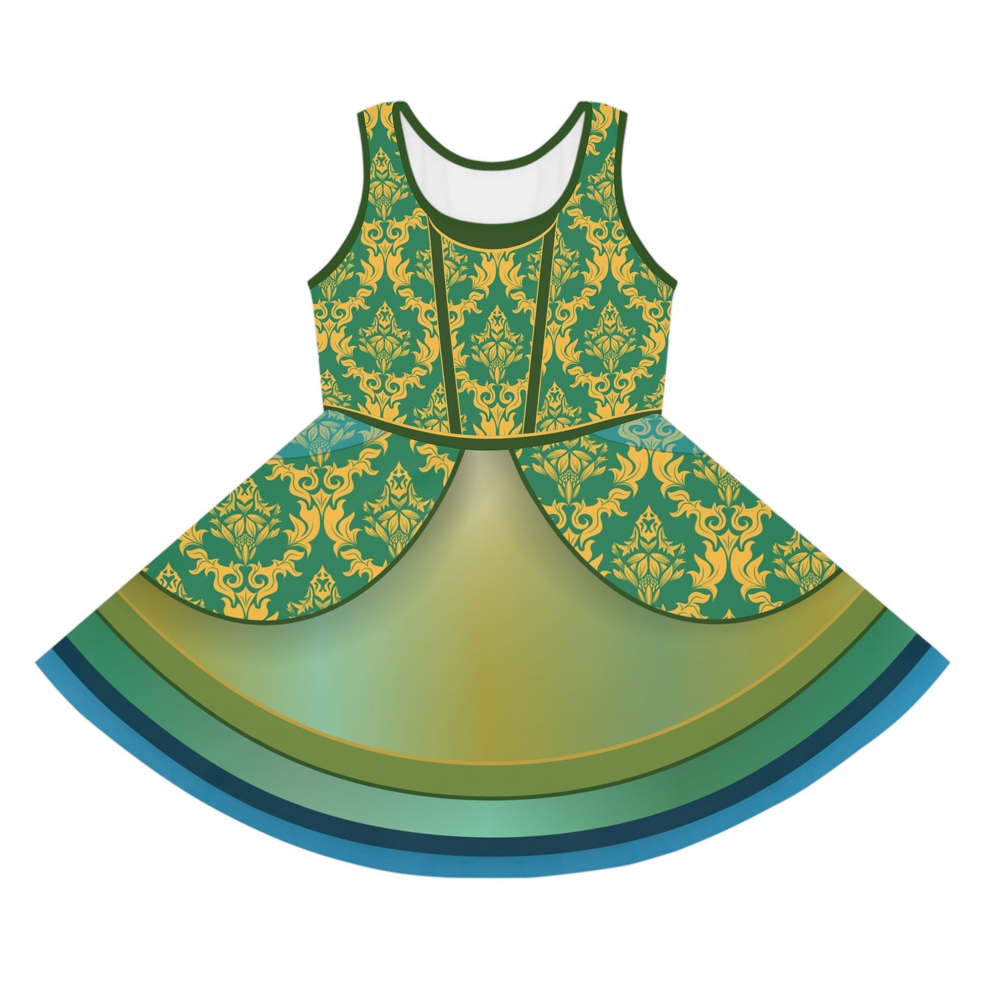 Drizella KIDS Bold Teal Wicked Stepsister - Inspired All - Over Print Skater Dress | Villainous Fairytale Bound Outfit All Over PrintAOPAll Over PrintsWrong Lever Clothing