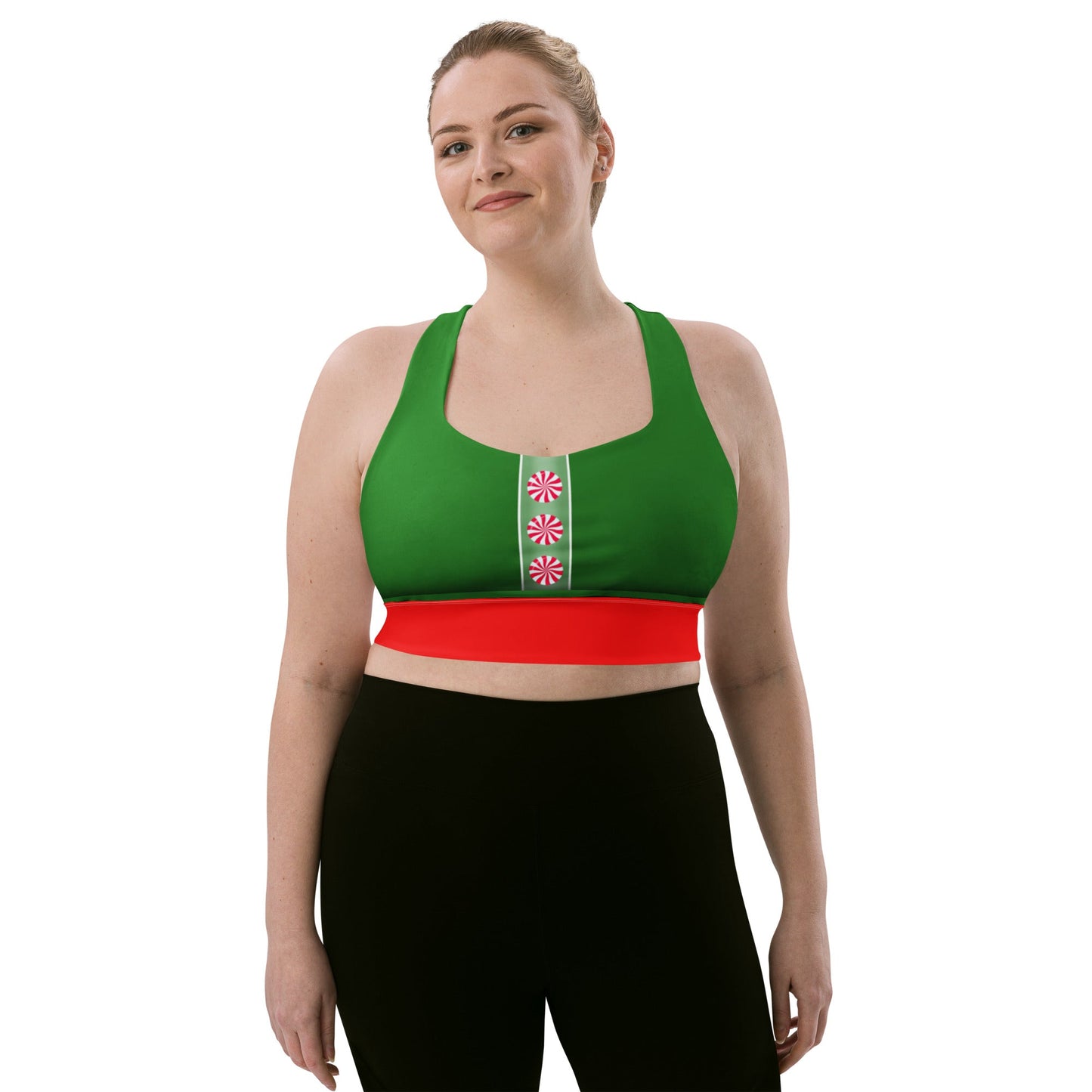 Elf - Inspired Longline Sports Bra – Holiday Workout Top, Festive Activewear, Christmas Gym Outfit, Magical Fitness Gift cheer outfitchristmas activewearWrong Lever Clothing