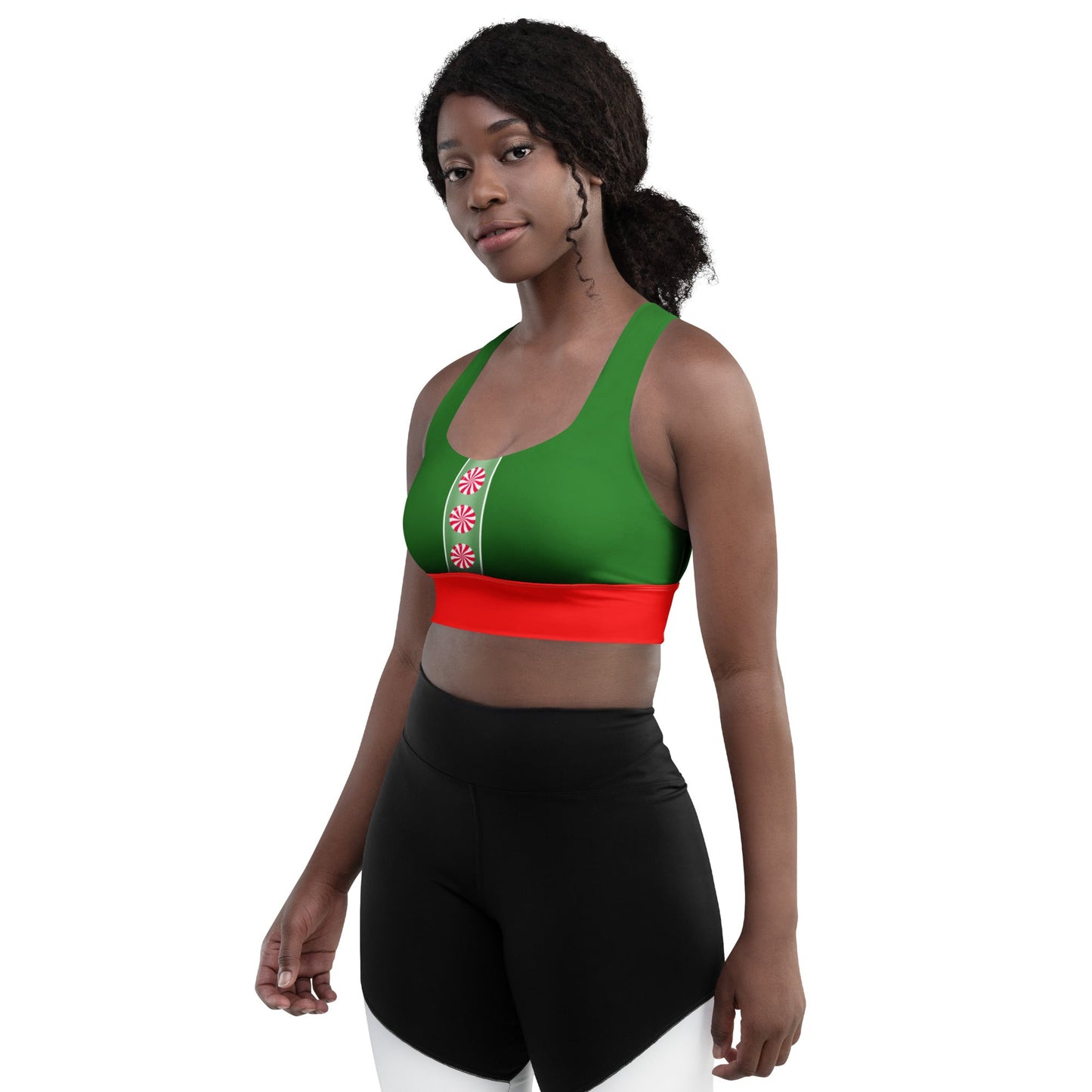 Elf - Inspired Longline Sports Bra – Holiday Workout Top, Festive Activewear, Christmas Gym Outfit, Magical Fitness Gift cheer outfitchristmas activewearWrong Lever Clothing