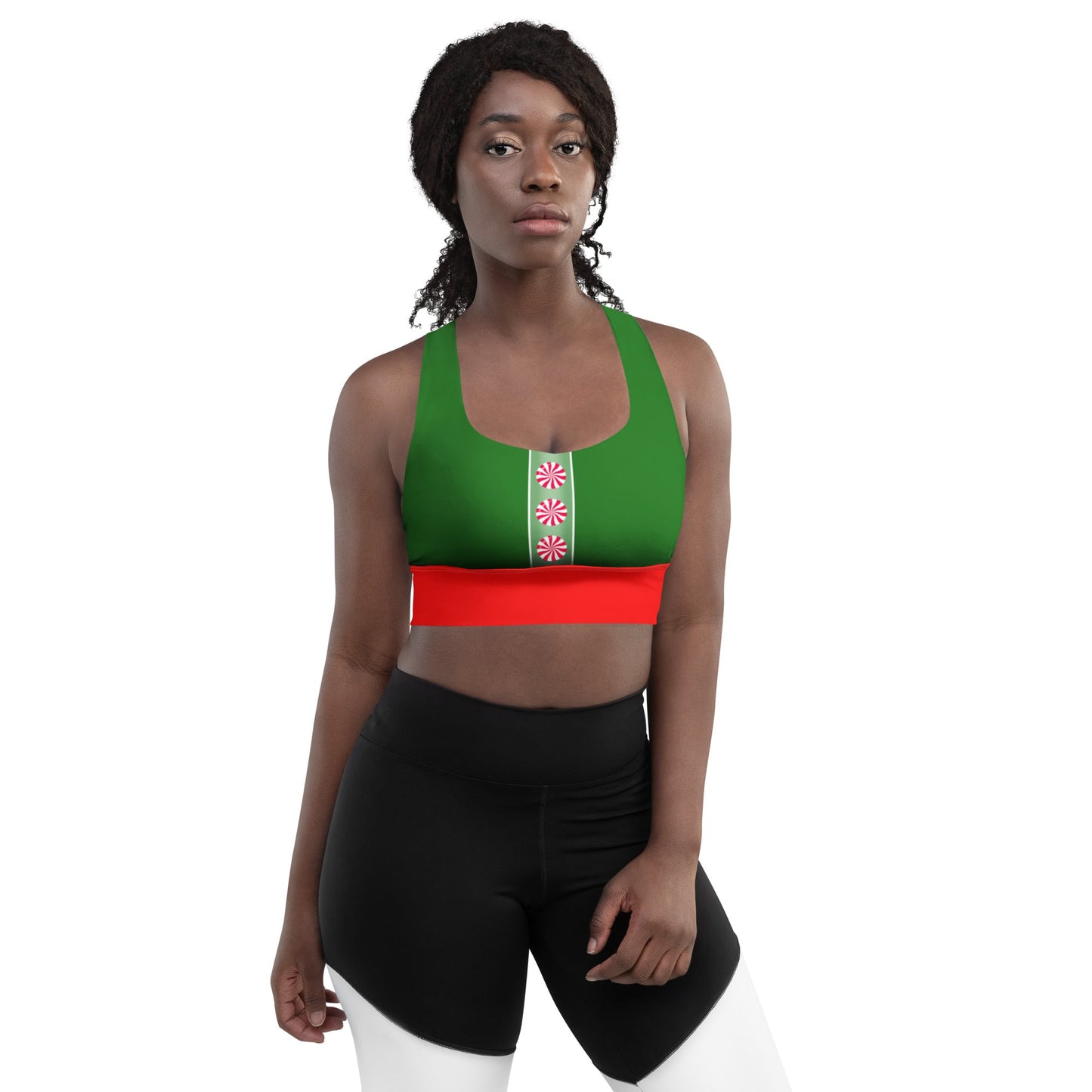 Elf - Inspired Longline Sports Bra – Holiday Workout Top, Festive Activewear, Christmas Gym Outfit, Magical Fitness Gift cheer outfitchristmas activewearWrong Lever Clothing