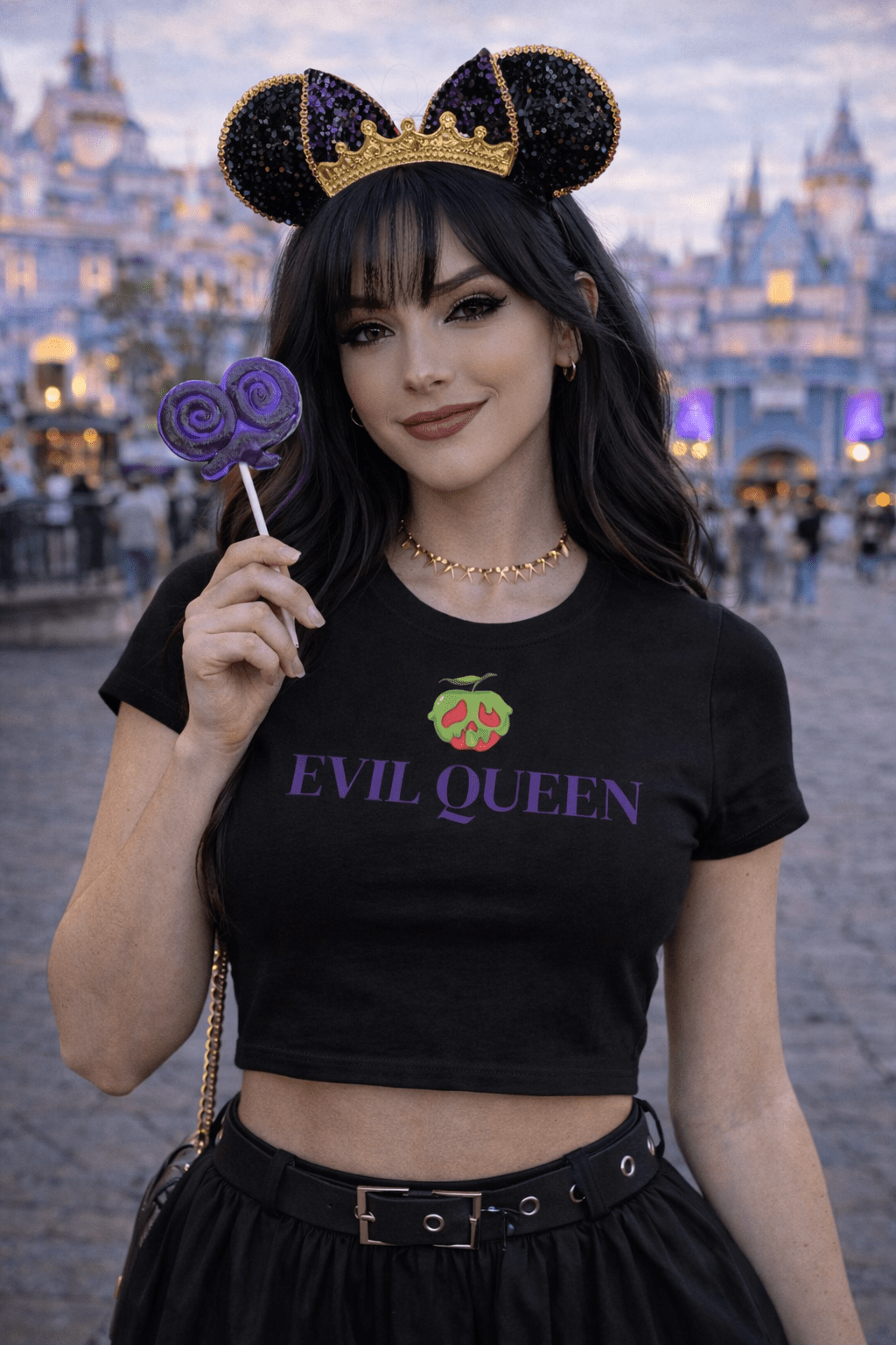 Evil Queen Y2K Babydoll Shirt — Villain - Inspired Women's Baby Tee alternative fashionbaby tee topT-ShirtWrong Lever Clothing