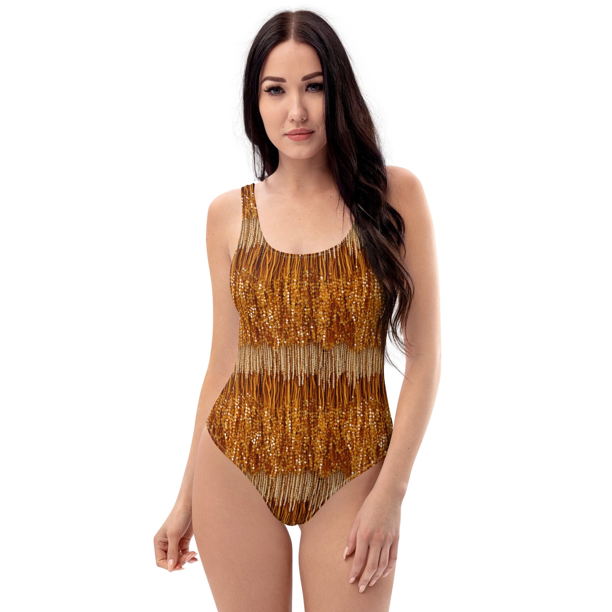 Fearless Era One - Piece Swimsuit **Beading Printed Directly on Fabric** 20s stylebeaded styleWrong Lever Clothing