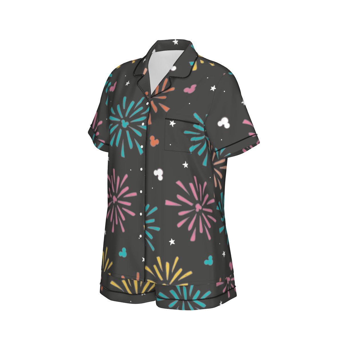 Firework Mouse Women's Short Sleeve Imitation Silk Pajama Set Wrong Lever Clothing