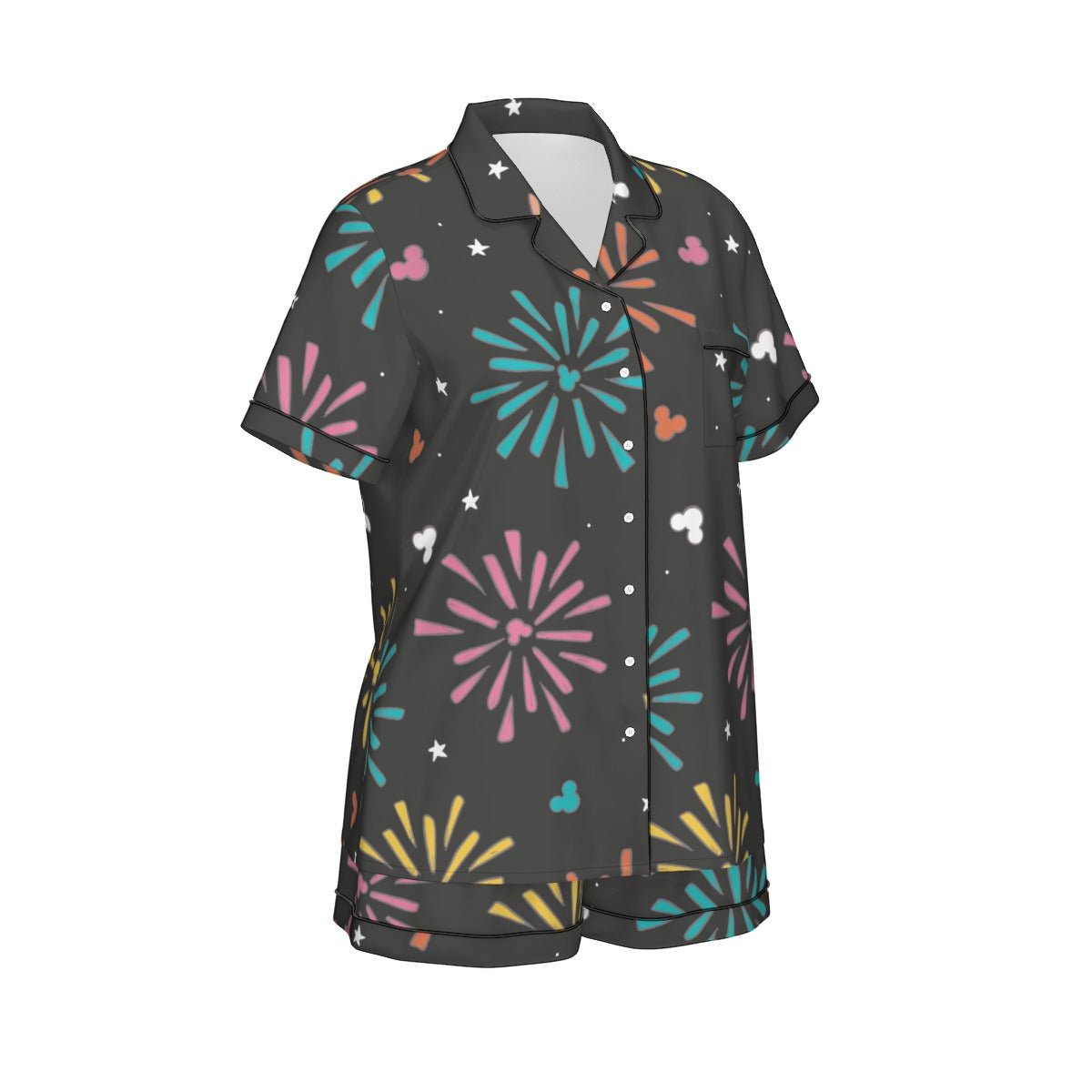 Firework Mouse Women's Short Sleeve Imitation Silk Pajama Set Wrong Lever Clothing