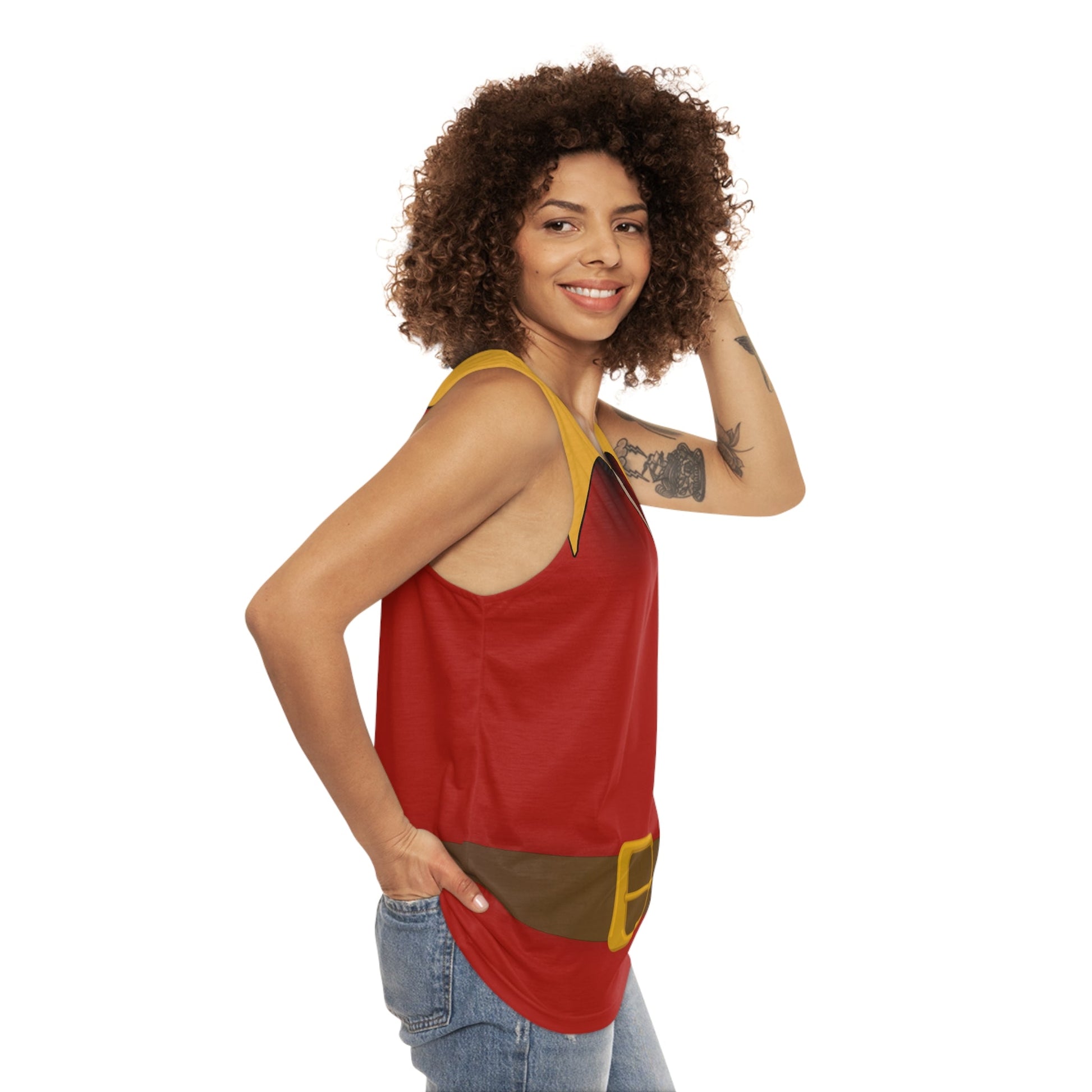 Gaston Inspired Tank Top for Bounding, Park Days, and Costumes - Unisex, Villain Shirt, Inspired Sleeveless Tee Beauty and the BeastCharacter inspiredAll Over PrintsWrong Lever Clothing