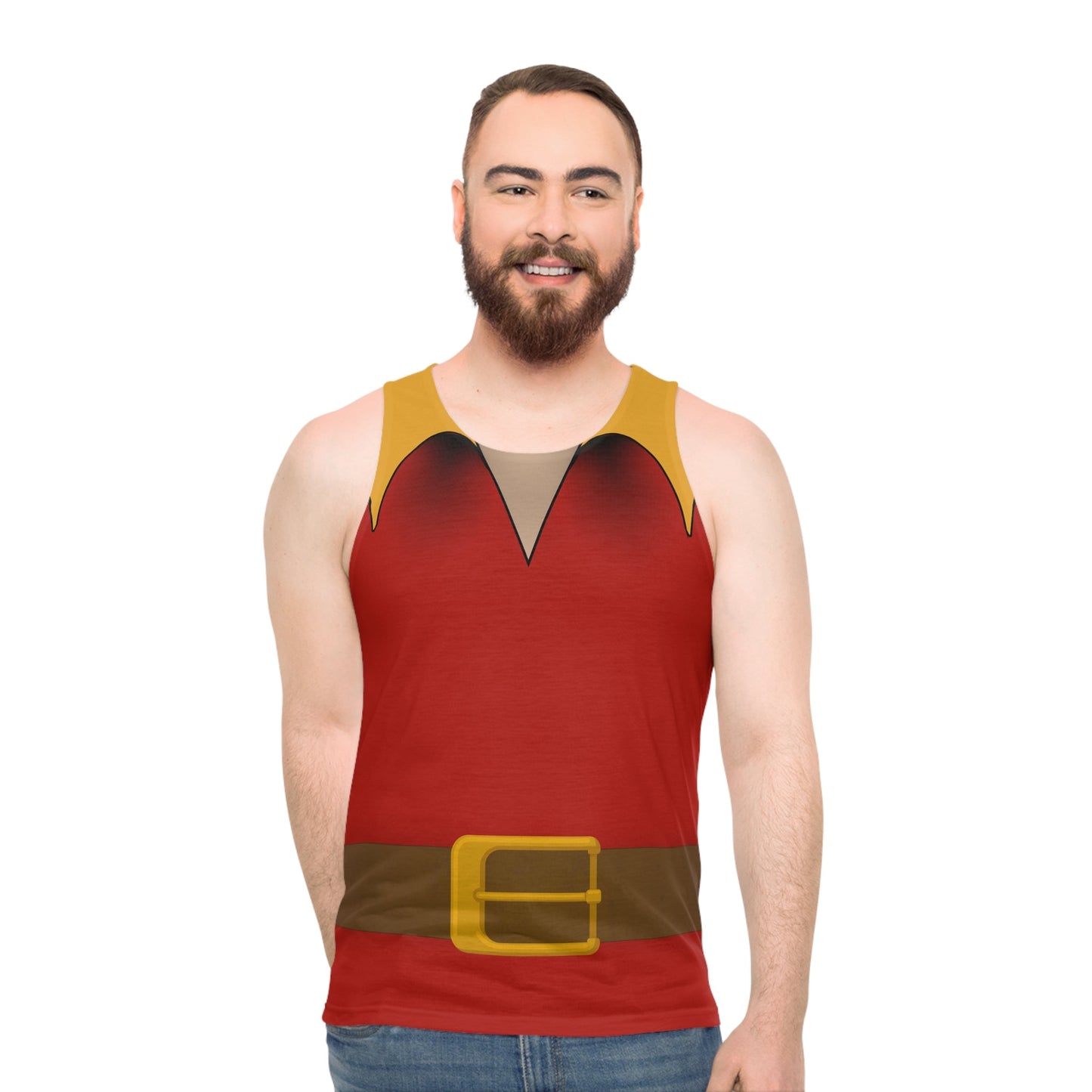 Gaston Inspired Tank Top for Bounding, Park Days, and Costumes - Unisex, Villain Shirt, Inspired Sleeveless Tee Beauty and the BeastCharacter inspiredAll Over PrintsWrong Lever Clothing