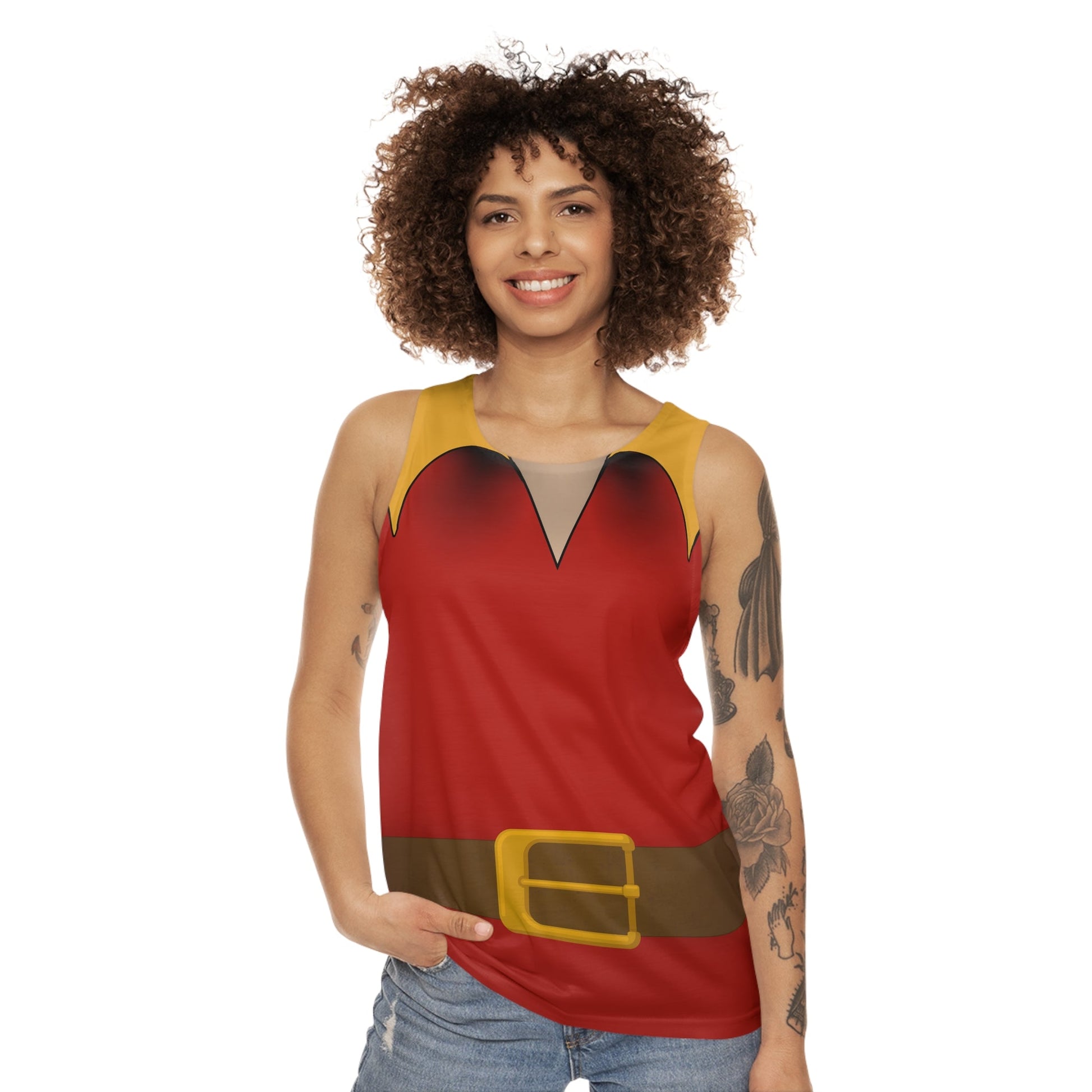 Gaston Inspired Tank Top for Bounding, Park Days, and Costumes - Unisex, Villain Shirt, Inspired Sleeveless Tee Beauty and the BeastCharacter inspiredAll Over PrintsWrong Lever Clothing