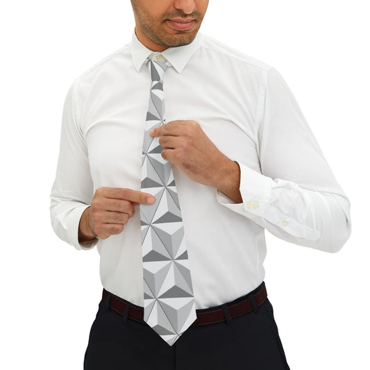 Geometric Silver Spaceship - Inspired Tie | Gift for Him | Unique Men’s Accessory Accessoriesdisney boyfriend giftAccessoriesWrong Lever Clothing