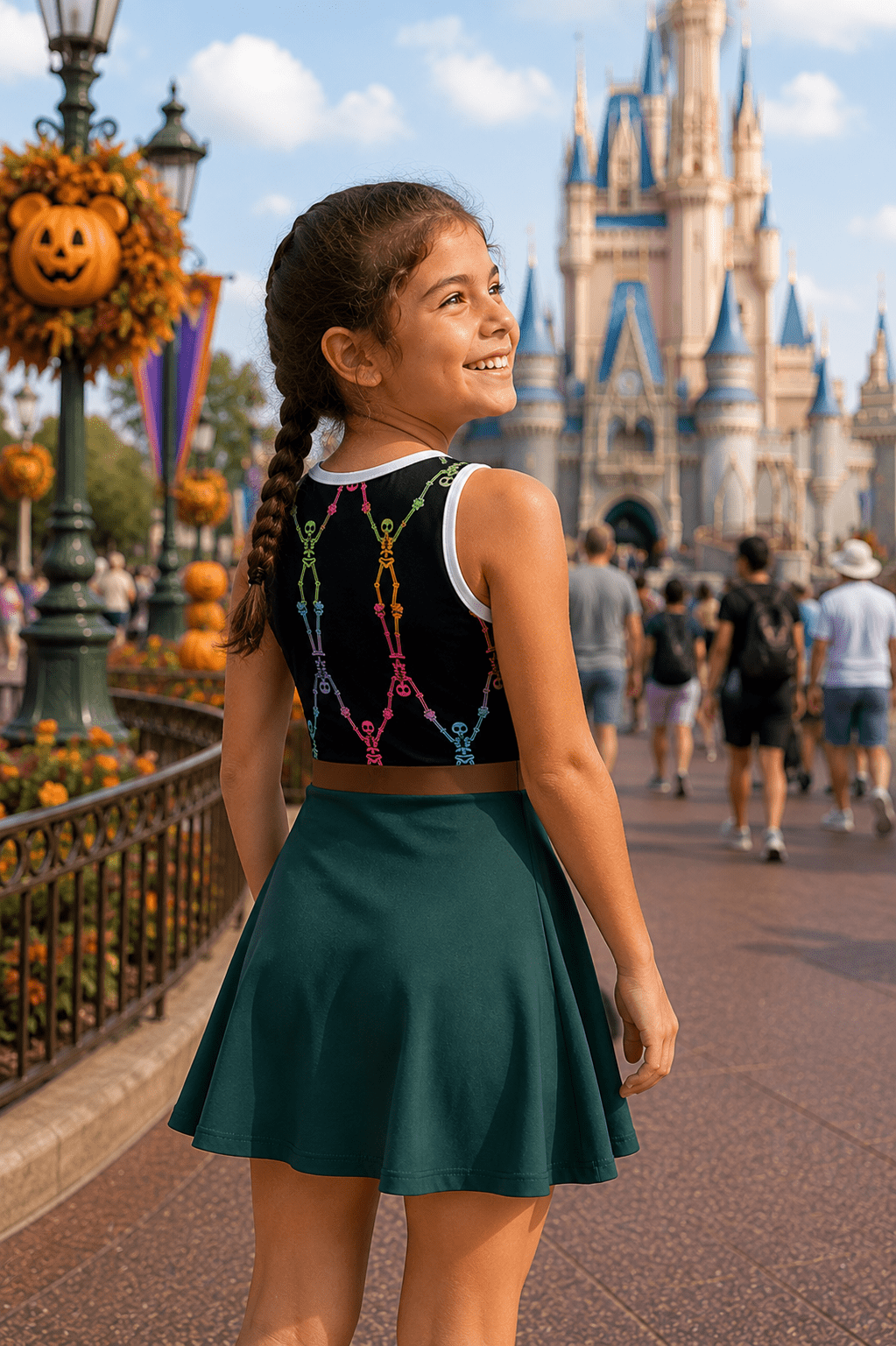 Girls' 2026 Halloween Party Cast Member Inspired Sleeveless Dress cast membercast member costumeWrong Lever Clothing