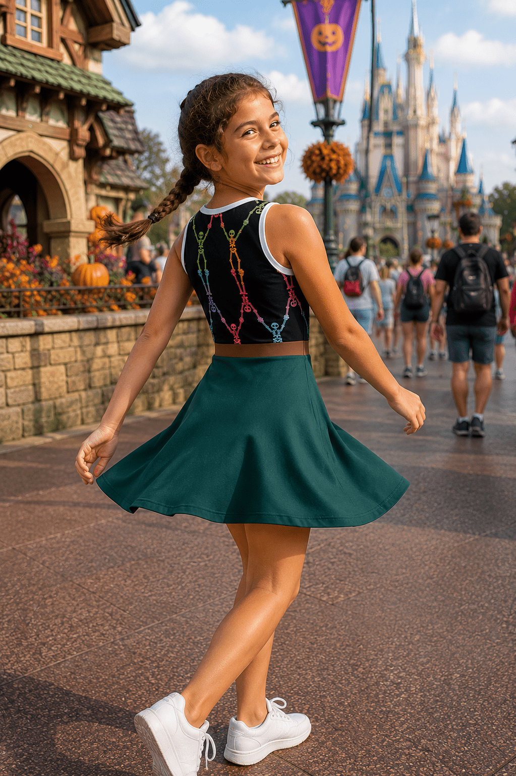 Girls' 2026 Halloween Party Cast Member Inspired Sleeveless Dress cast membercast member costumeWrong Lever Clothing