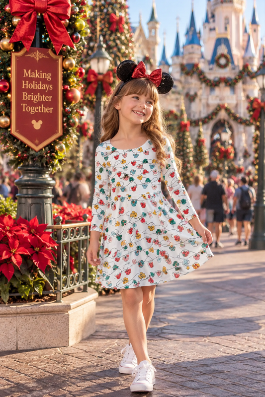Girls Colorful Christmas Dress | Holiday Park Dress christmas clothingchristmas dressWrong Lever Clothing