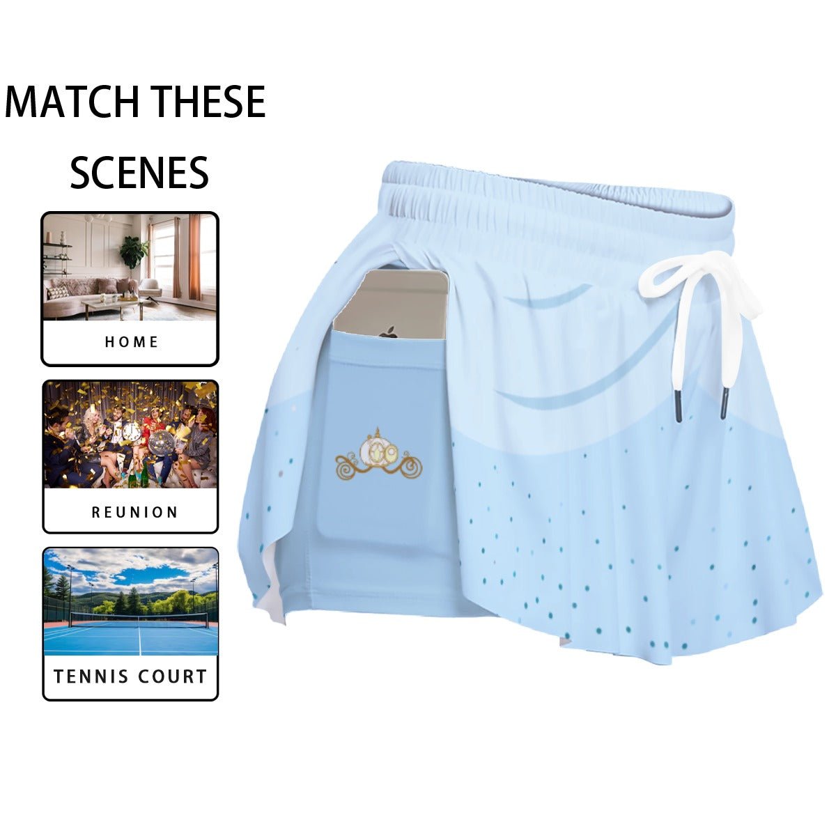 Glass Slipper Butterfly Shorts – Ice Blue Fairytale Ruffle Running Shorts adult cinderellaadult cinderella styleWrong Lever Clothing