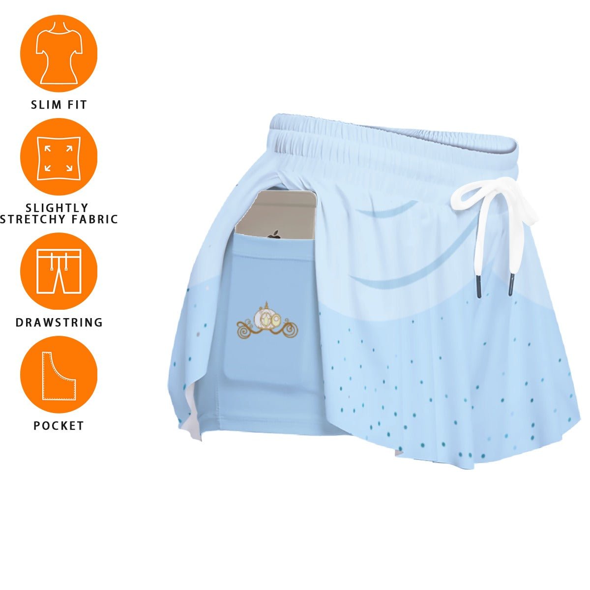 Glass Slipper Butterfly Shorts – Ice Blue Fairytale Ruffle Running Shorts adult cinderellaadult cinderella styleWrong Lever Clothing