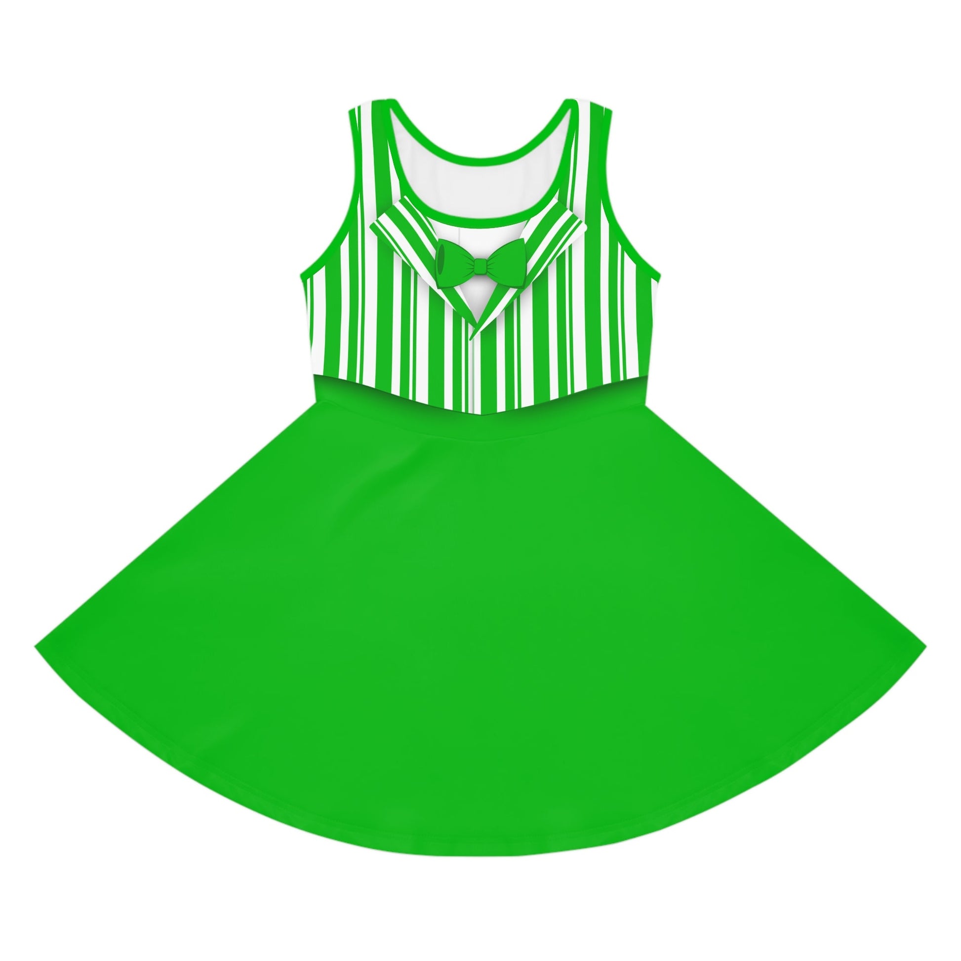 Green Dapper Day Main St Magic Inspired Girl's Skater Dress - Bounding Main St USA Style adult disney halloweenadult halloweenAll Over PrintsWrong Lever Clothing