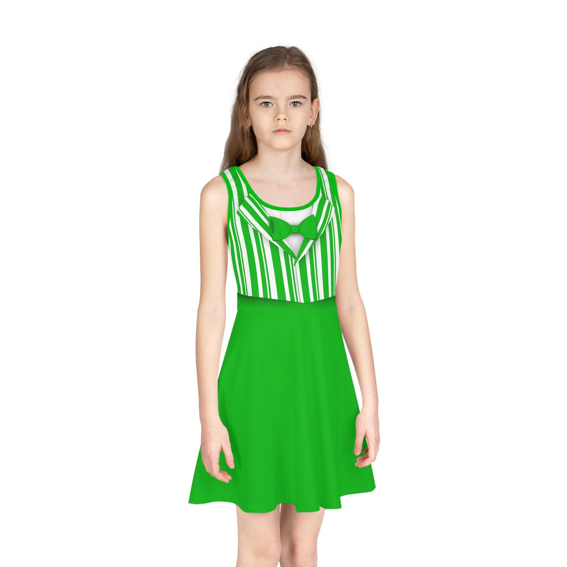 Green Dapper Day Main St Magic Inspired Girl's Skater Dress - Bounding Main St USA Style adult disney halloweenadult halloweenAll Over PrintsWrong Lever Clothing