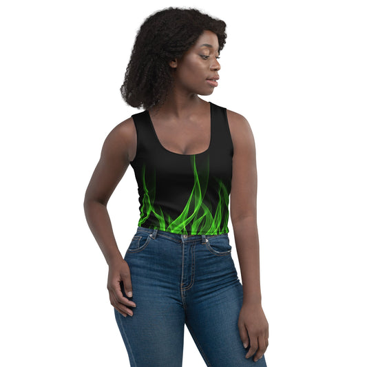 Green Flame Crop Top biker styleboundingWrong Lever Clothing