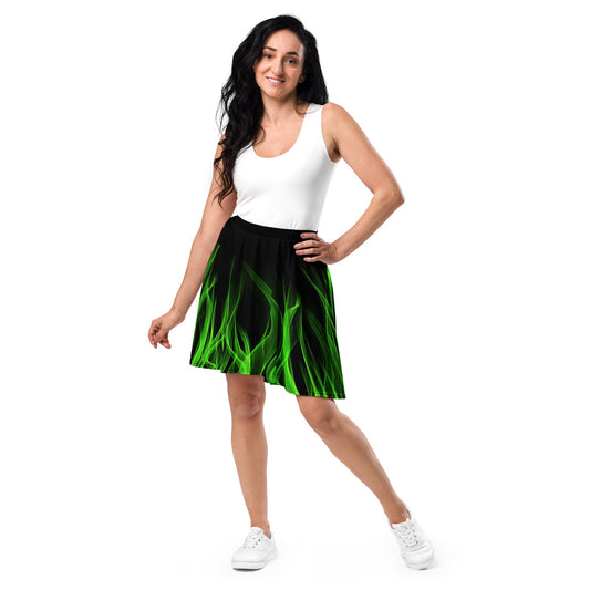 Green Flame Skater Skirt boundingcosplayWrong Lever Clothing
