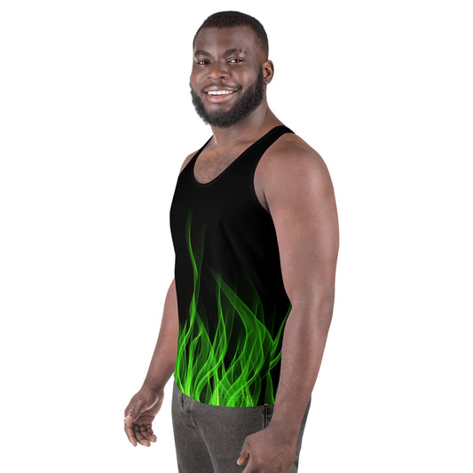 Green Flame Unisex Tank Top biker styleboundingWrong Lever Clothing