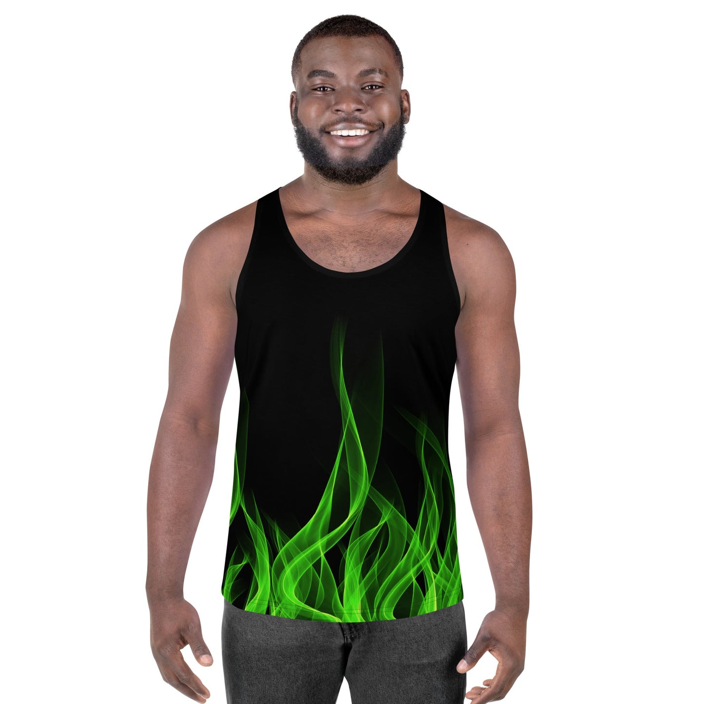 Green Flame Unisex Tank Top biker styleboundingWrong Lever Clothing