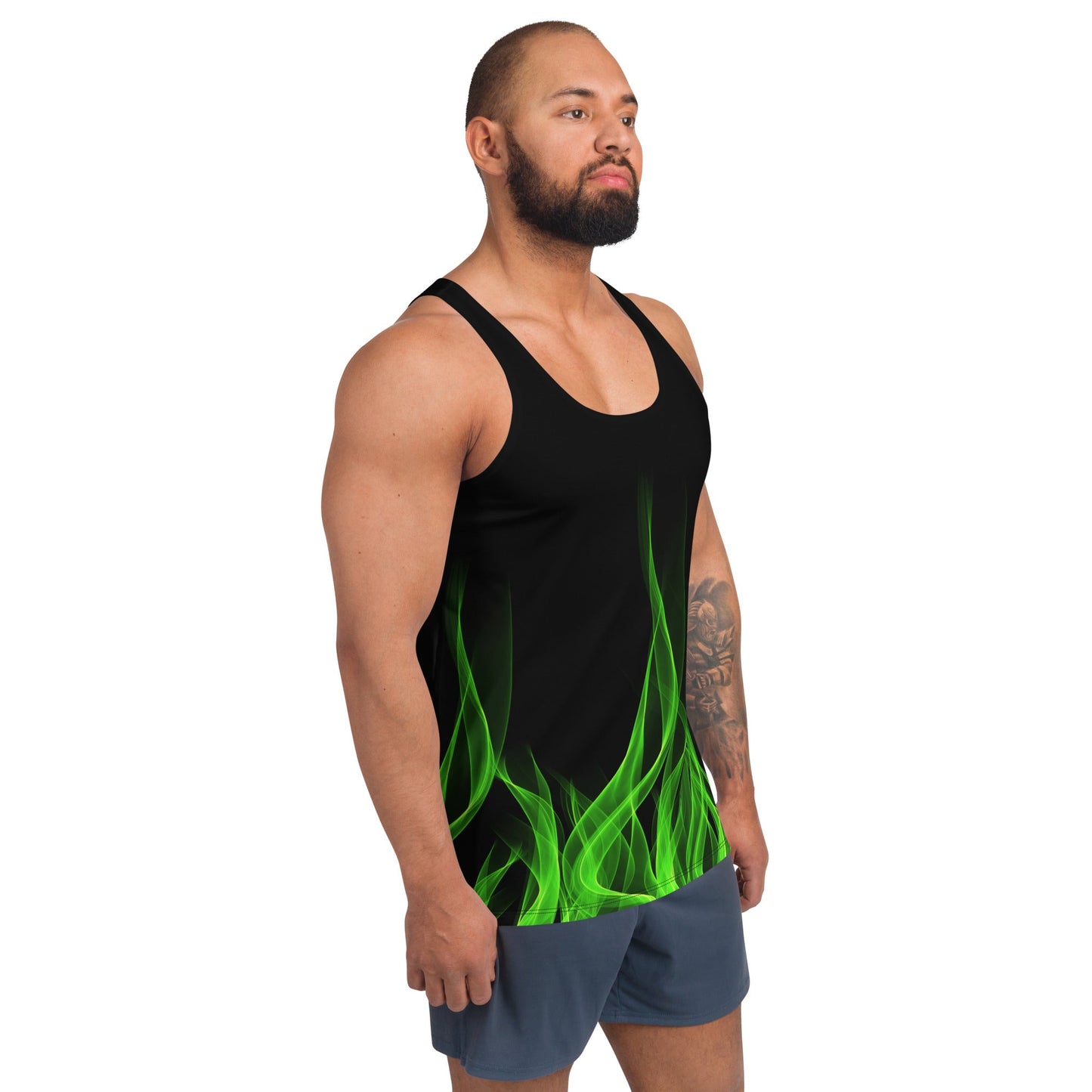 Green Flame Unisex Tank Top biker styleboundingWrong Lever Clothing