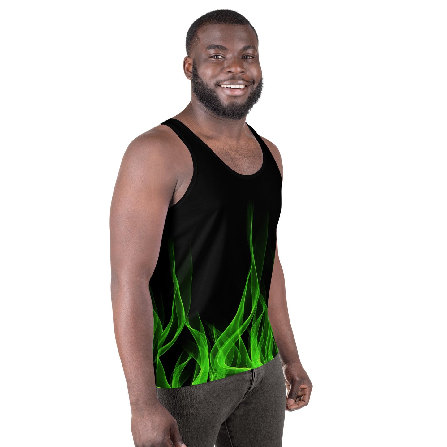 Green Flame Unisex Tank Top biker styleboundingWrong Lever Clothing