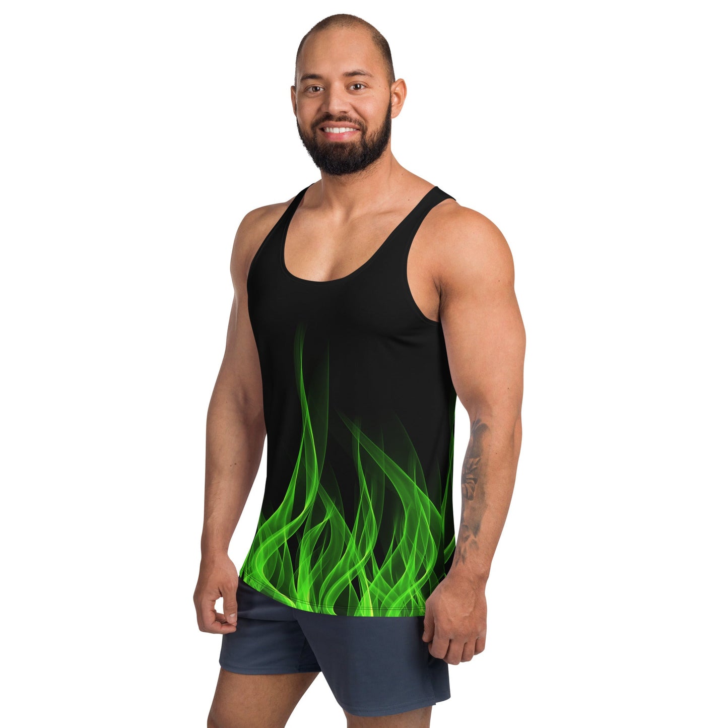 Green Flame Unisex Tank Top biker styleboundingWrong Lever Clothing