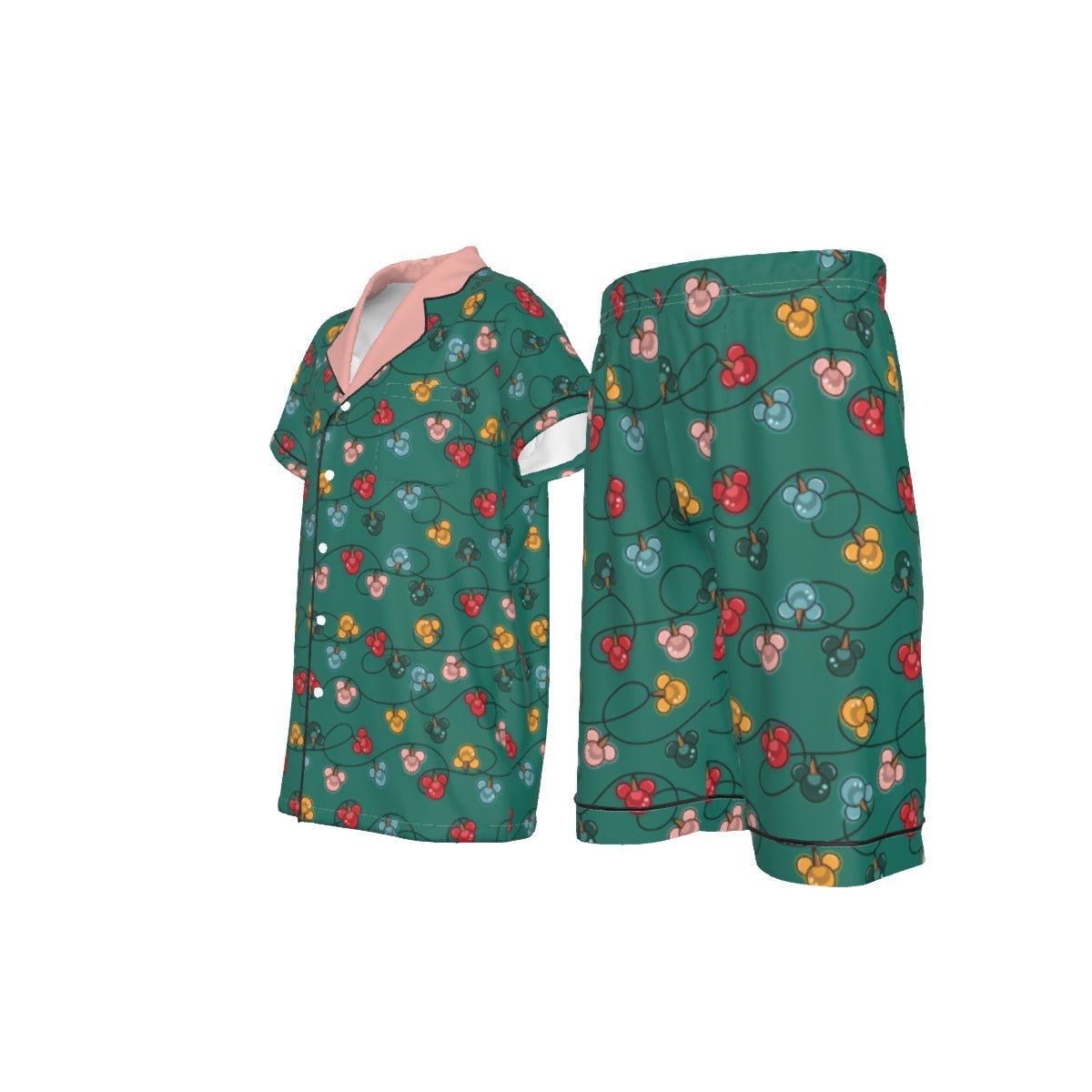 Green Inspired Ornament Kid's Imitation Silk Short Pajamas Wrong Lever Clothing