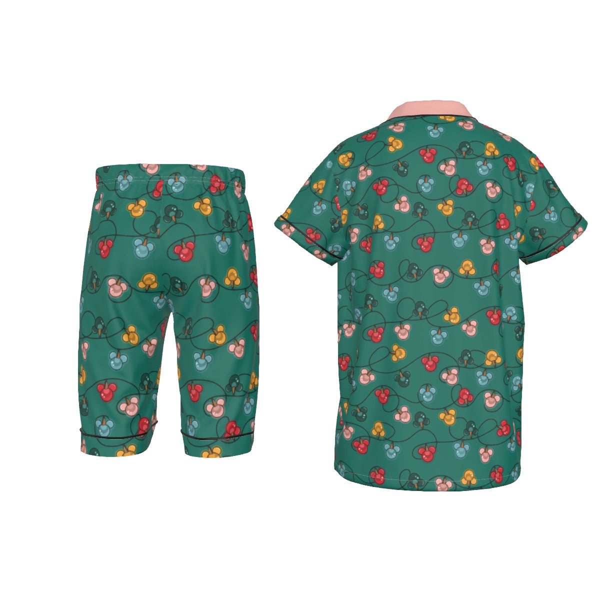 Green Inspired Ornament Kid's Imitation Silk Short Pajamas Wrong Lever Clothing