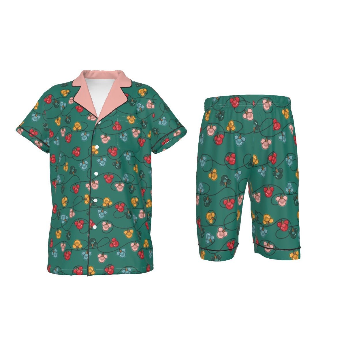 Green Inspired Ornament Kid's Imitation Silk Short Pajamas Wrong Lever Clothing