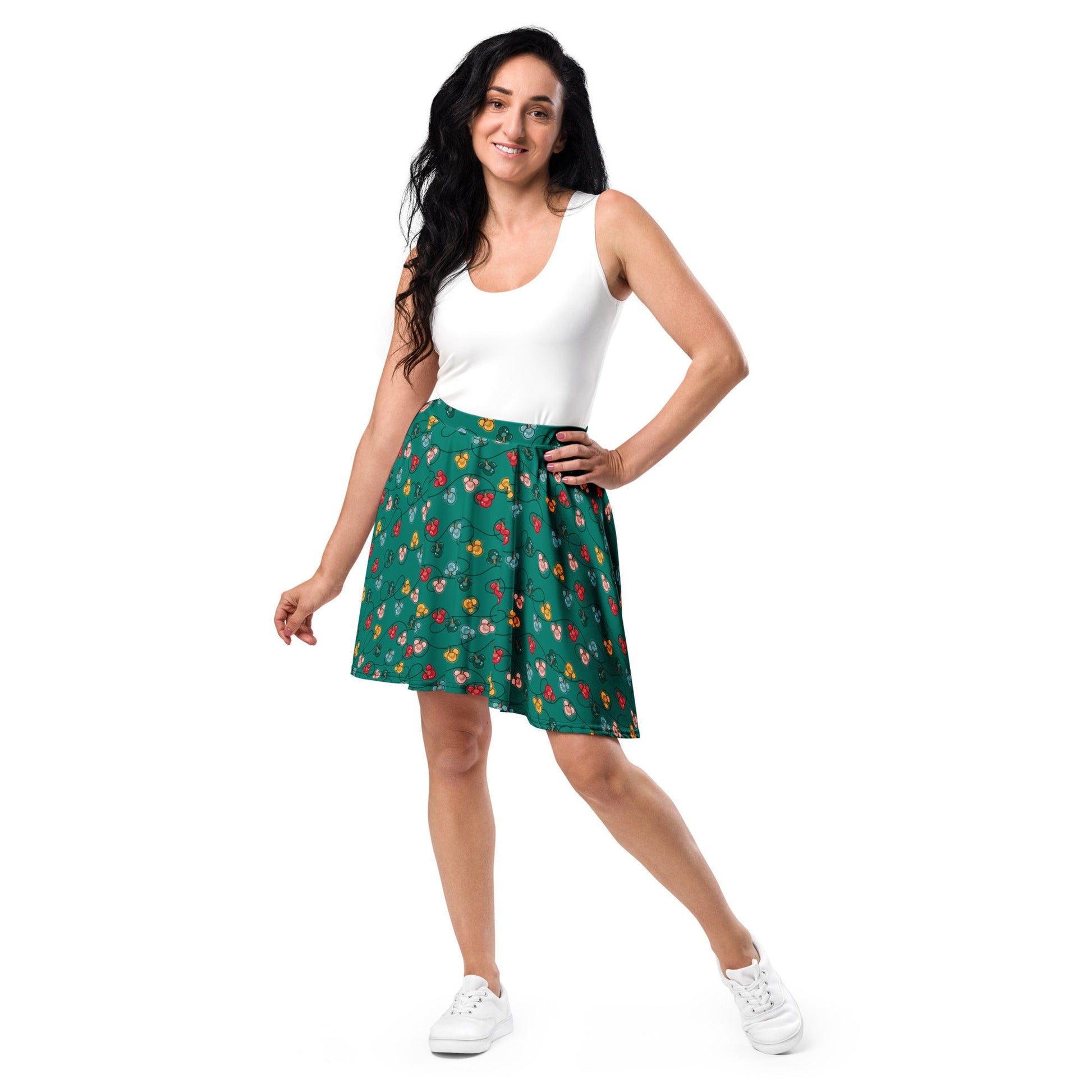 Green Mouse Ornament Skater Skirt christmas partychristmas skirtWrong Lever Clothing