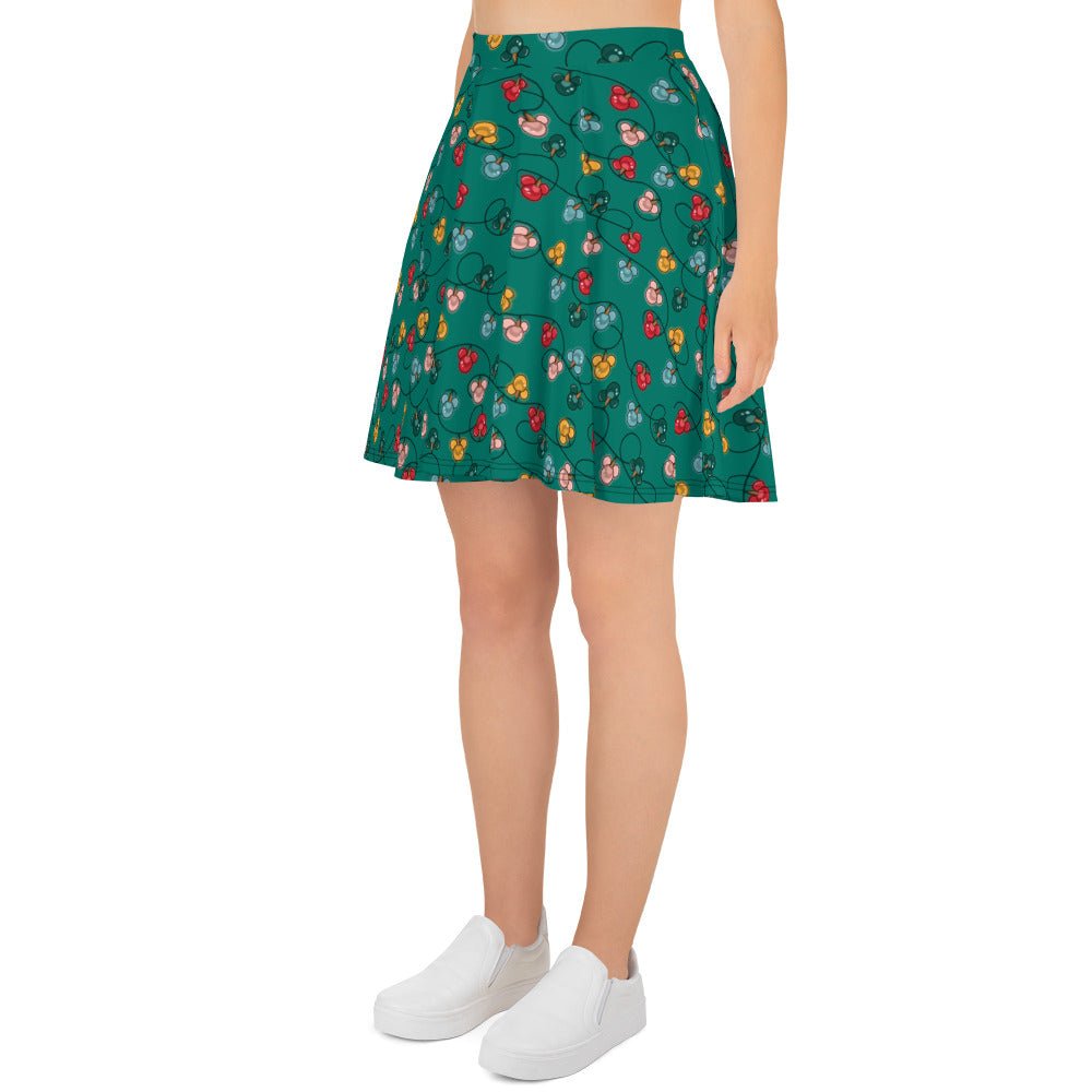 Green Mouse Ornament Skater Skirt christmas partychristmas skirtWrong Lever Clothing