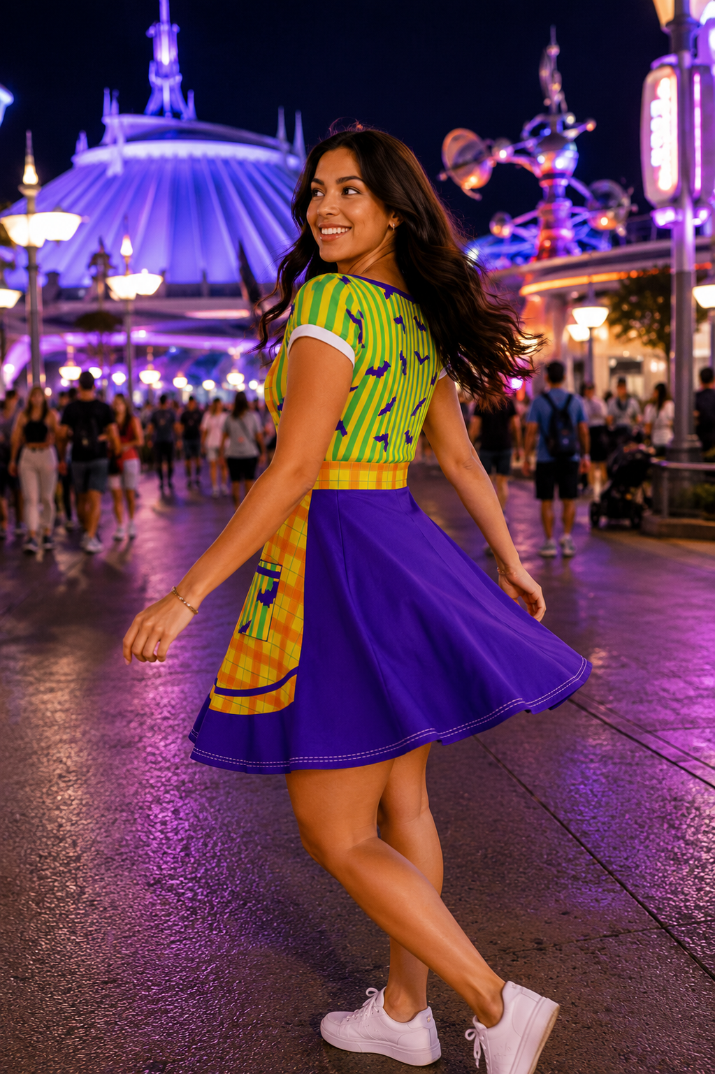 Halloween Party Cast Member Inspired Dress with Built‑In Shorts cast membercast member costumeWrong Lever Clothing