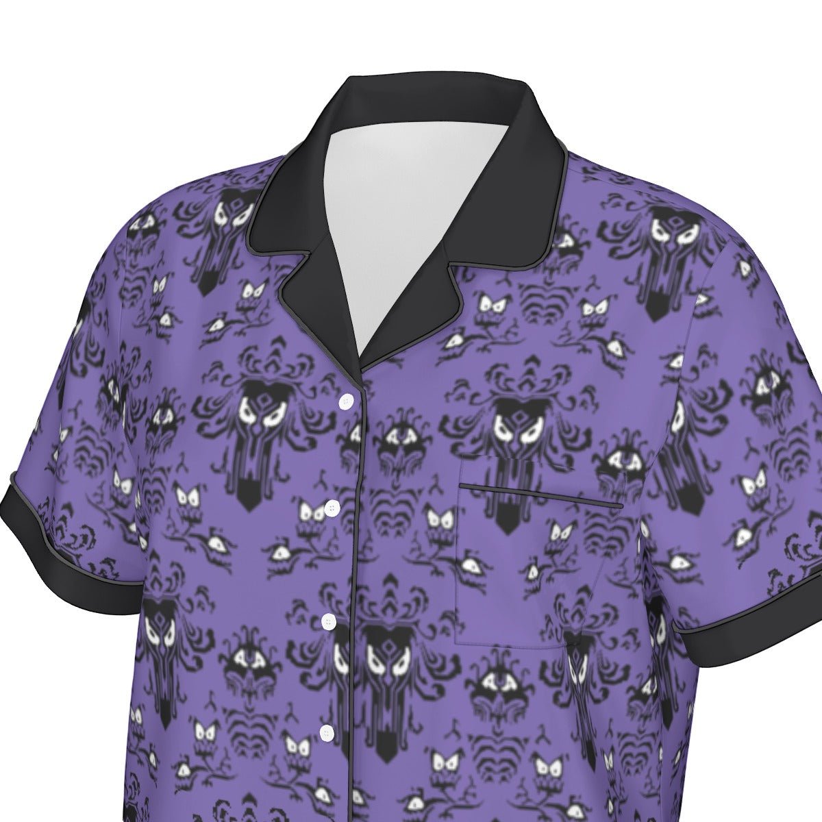 Haunted House Women's Imitation Silk Pajama Set With Short Sleeve Wrong Lever Clothing