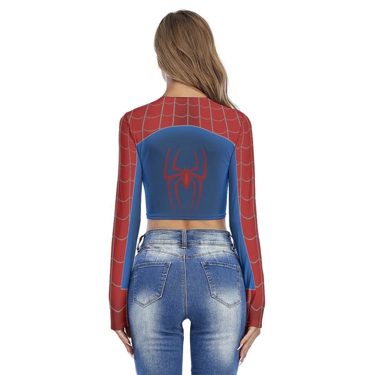 Heroine Inspired Red, Blue & Gold Long Sleeve Crop Top a new daycosplayWrong Lever Clothing