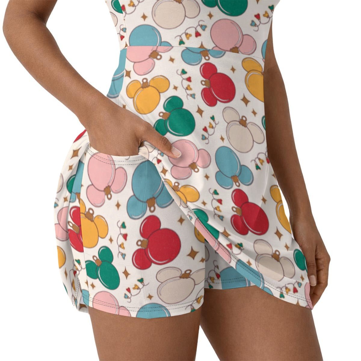 Holiday Ear Ornament Skater Dress with shorts 100 years of wonderactive disney familyWrong Lever Clothing