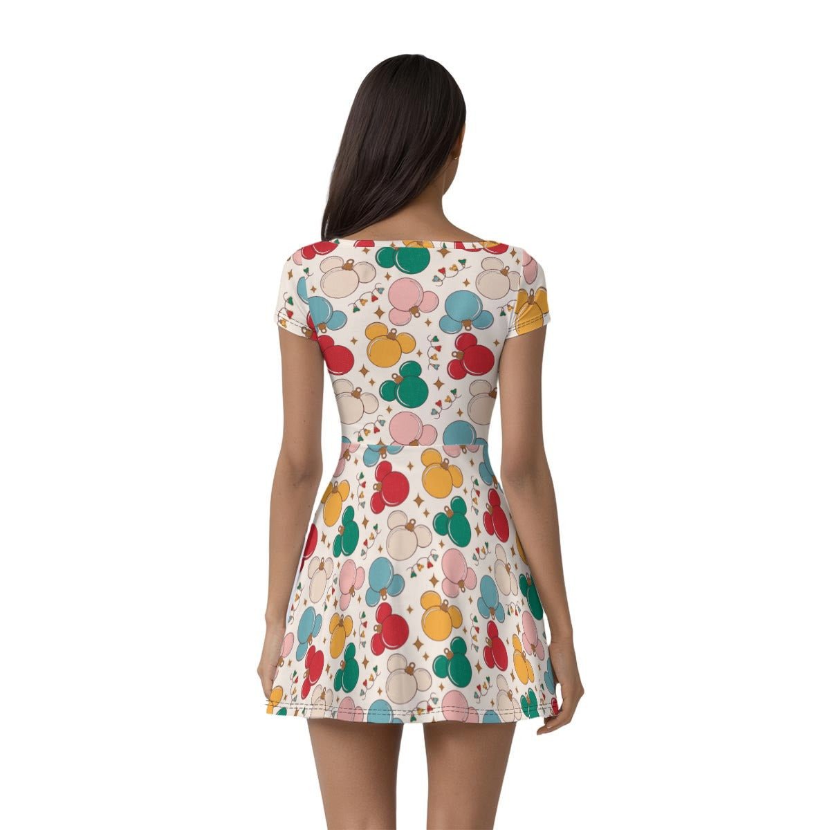 Holiday Ear Ornament Skater Dress with shorts 100 years of wonderactive disney familyWrong Lever Clothing
