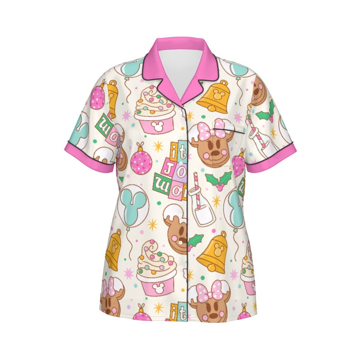 Holiday Park Treats Faux Silk Pajama Set adult holidaychildrens holidaypajamasWrong Lever Clothing