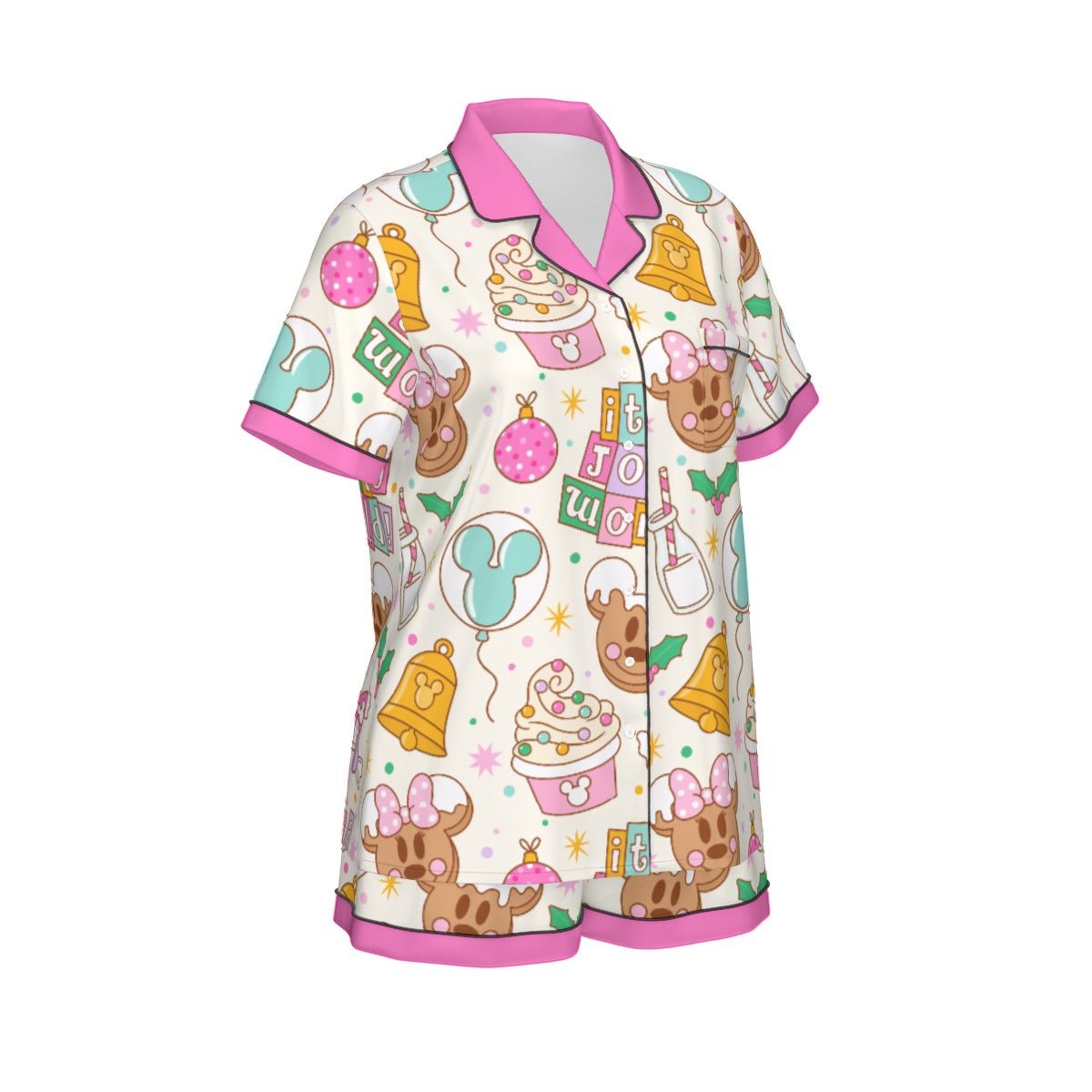 Holiday Park Treats Faux Silk Pajama Set adult holidaychildrens holidaypajamasWrong Lever Clothing