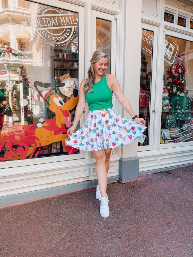 Inspired Christmas Lights Skater Skirt christmas lightsDisney christmasWrong Lever Clothing