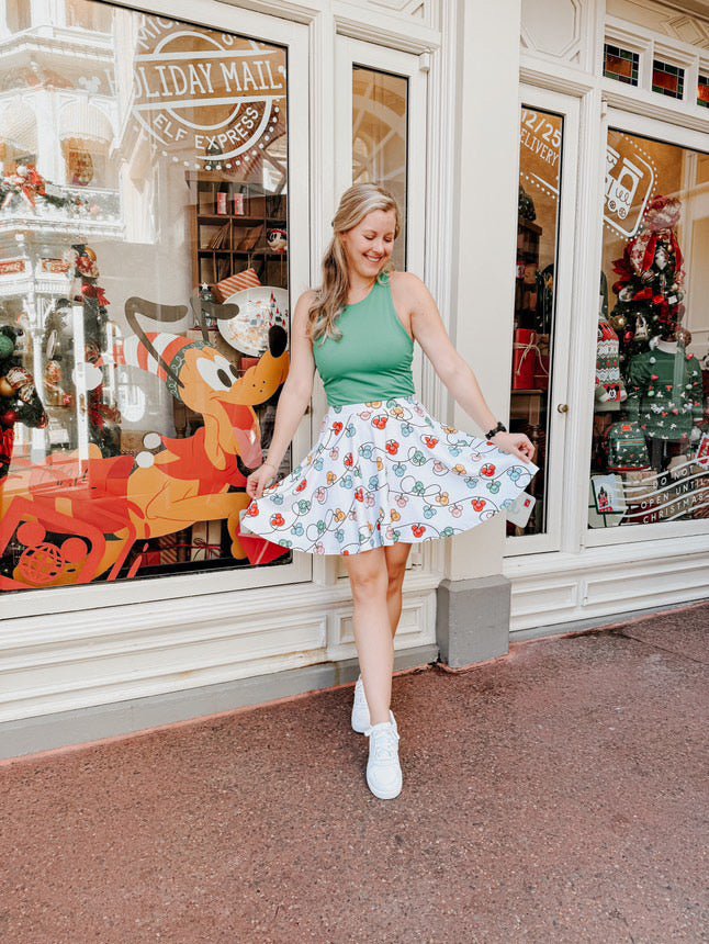 Inspired Christmas Lights Skater Skirt christmas lightsDisney christmasWrong Lever Clothing