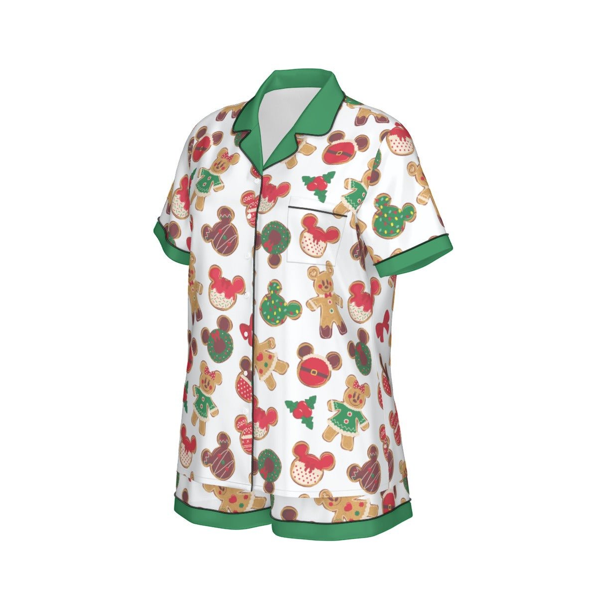 Inspired Cookies Women's Imitation Silk Short Sleeve Pajama Set Wrong Lever Clothing