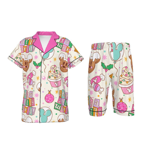 Kids Holiday Park Treats Faux Silk Pajama Set active disney familyactive wearWrong Lever Clothing