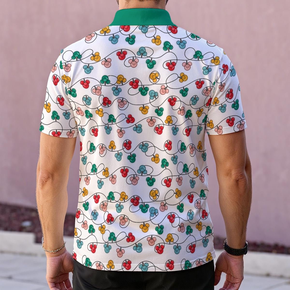 Men’s Christmas Lights Polo | Festive Holiday Park Shirt active disney familychristmas lightsWrong Lever Clothing