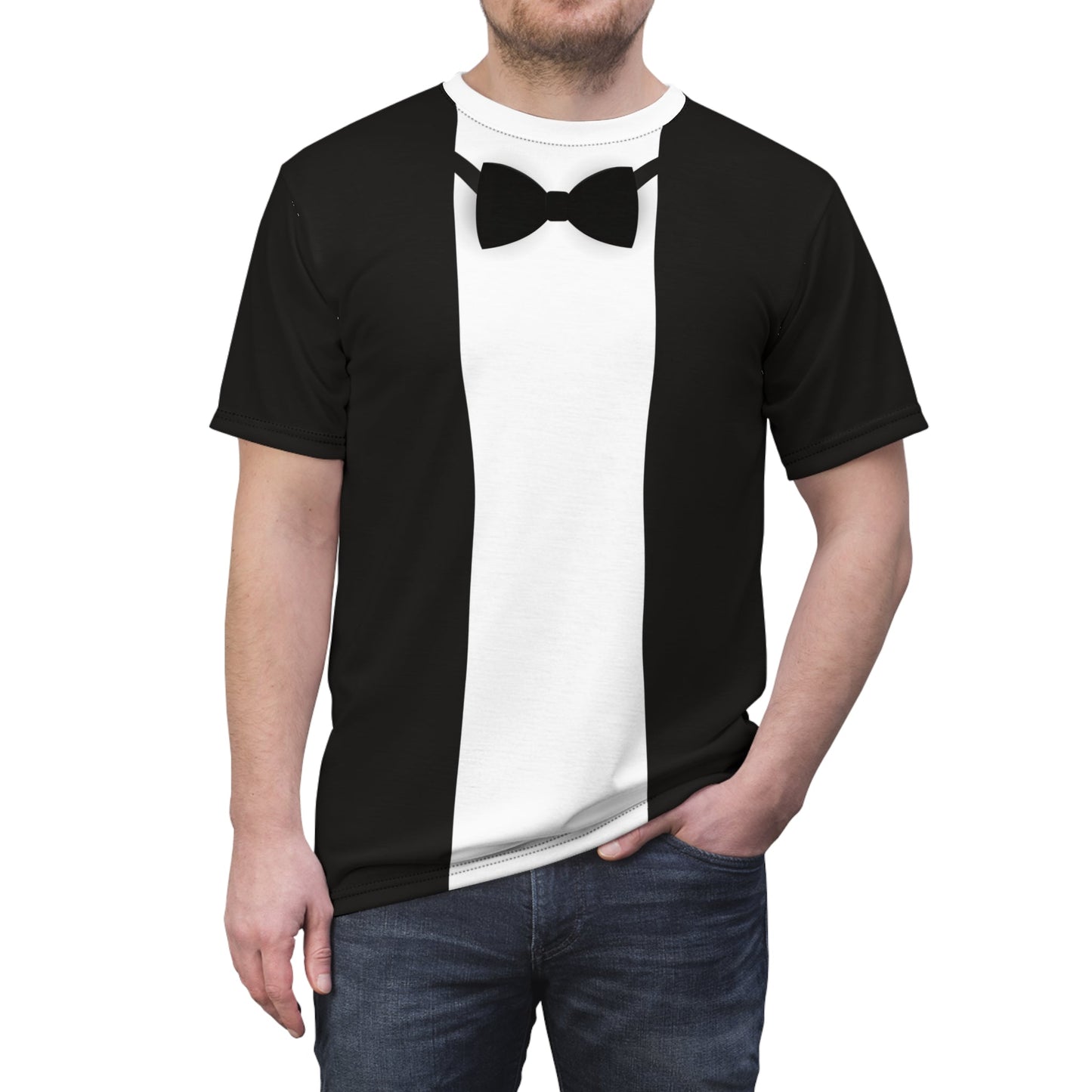 Mens Faux Tuxedo Graphic Shirt, Dapper Penguin Inspired, Novelty Formal Tee disney adultdisney styleAll Over PrintsWrong Lever Clothing