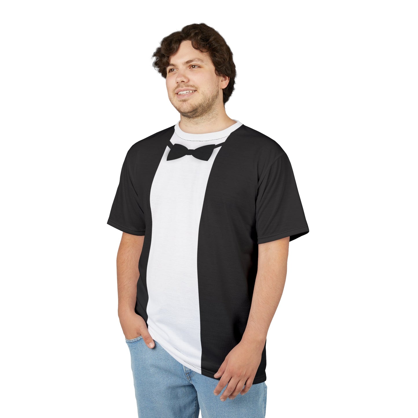 Mens Faux Tuxedo Graphic Shirt, Dapper Penguin Inspired, Novelty Formal Tee disney adultdisney styleAll Over PrintsWrong Lever Clothing