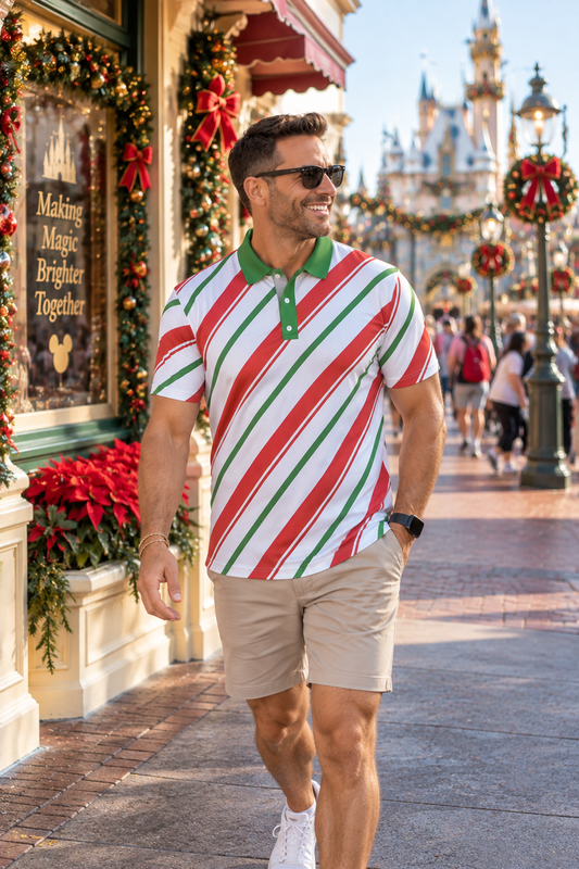 Men’s Green Candy Cane Polo | Peppermint Holiday Park Shirt Wrong Lever Clothing