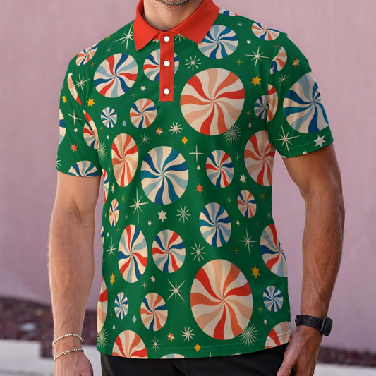 Men’s Peppermint Christmas Polo | Holiday Candy Park Shirt Wrong Lever Clothing
