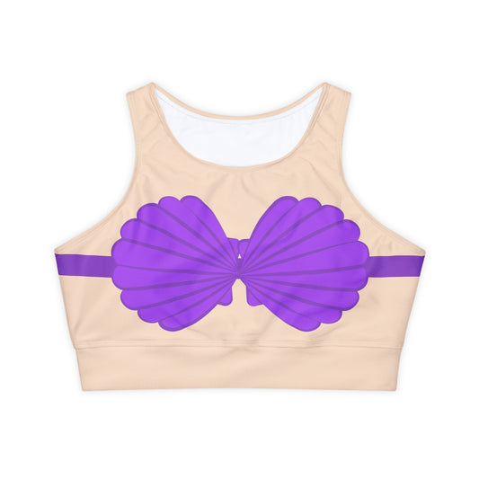 Mermaid Shells Fully Lined, Padded Sports Bra All Over PrintAOPAll Over PrintsWrong Lever Clothing